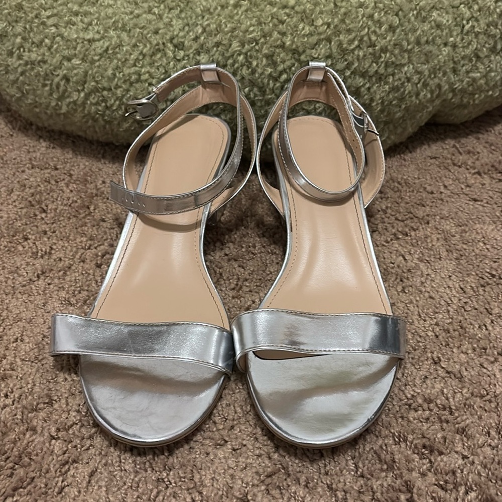 Silver Boo Hoo Strappy Block Heel